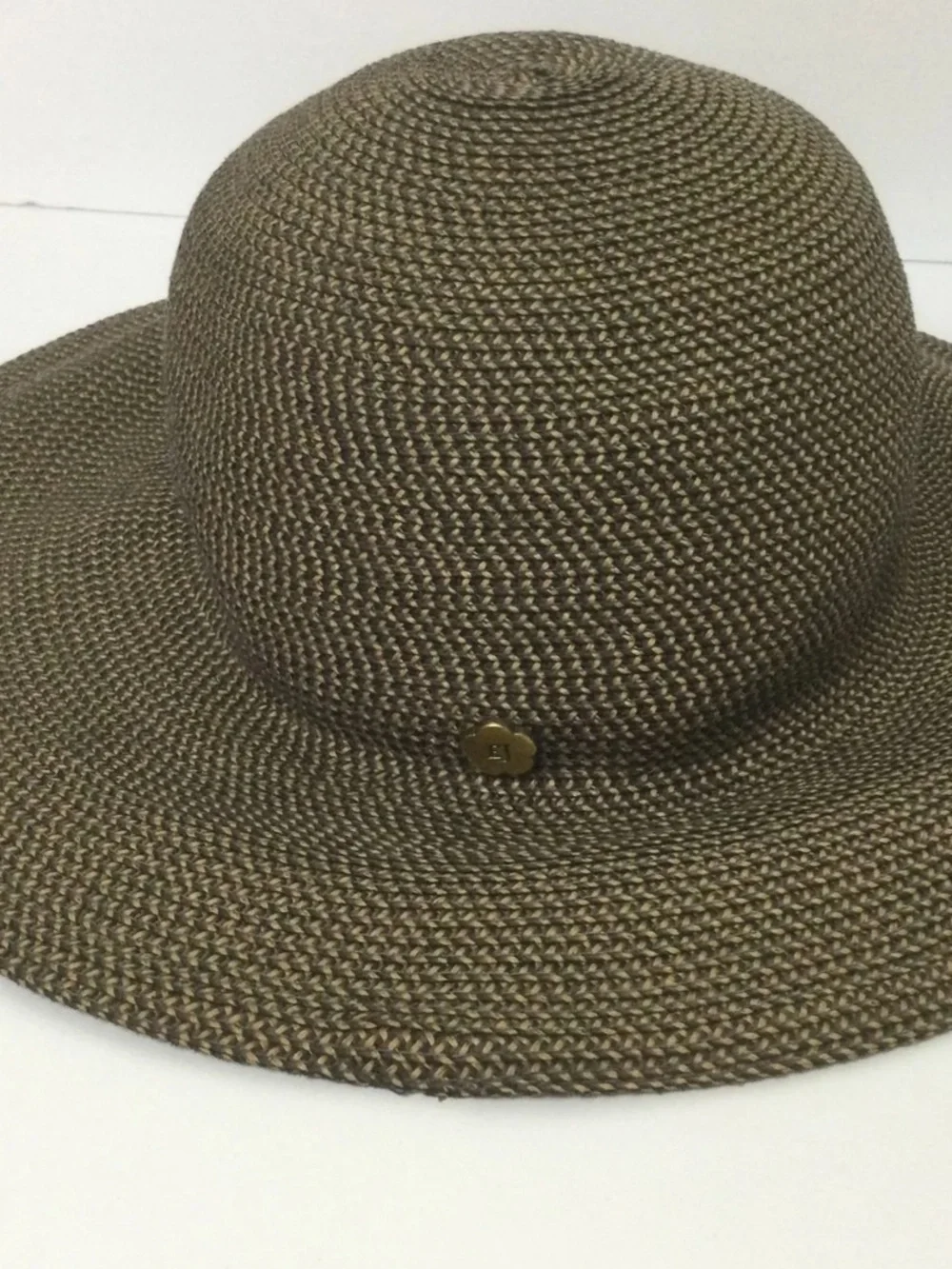Eric javitz brown woven straw packable hat size large (rubbed off tag) - Picture 1 of 14